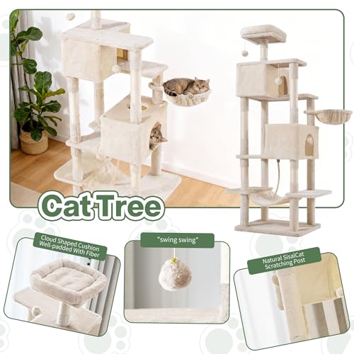 Torre para Gatos de Interior 66 Pulgadas con Rascador miniatura 5