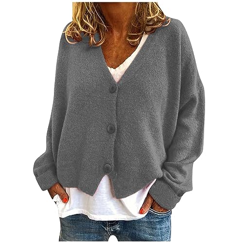 Cardigan Sweaters for Women Button Down V Neck Long Sleeve Knit Soft Solid Sweater Fall Winter Casual Outerwear Coat