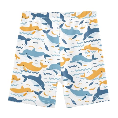 Cartoon Colored Dolphin Girls Shorts Elastic Waist Sports Shorts Girls Leggings Pants for 4-10 Years2