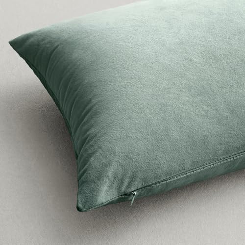 MIULEE Velvet Throw Pillow Covers 18x18 Inch, Pack of 2 - Blue Grey, Soft Solid Decorative Pillow Covers Cushion Cases Modern Luxury Home Decor for Spring Couch Sofa Bedroom Livingroom - Thumbnail 6