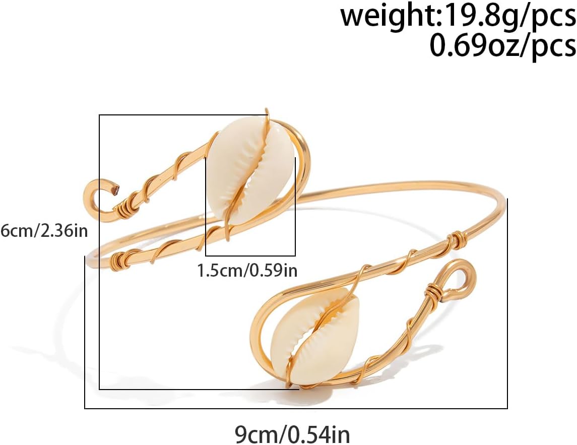 Caiyao Bohemia Upper Arm Bracelets Gold Silver Butterfly Flower Starfish Seashell Coil Swirl Leaf Armband Bracelet Adjustable Metal Open Upper Arm Cuff Bangle for Women Boho Jewelry Gifts - Image 2