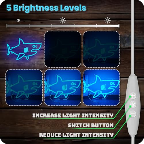 Image of Balanar Shark Neon Signs for Wall Decor,Dimmable USB Powered LED Shark Light Animal Wall Decor Christmas Birthday Gift for Boys Men, Bedroom Living Room Man Cave Home Decoration10*15.7Inch