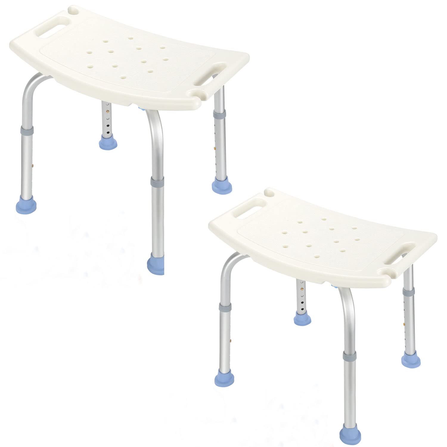 Taburete de Ducha para Personas Mayores, Antideslizante, Altura Regulable, 35-55 cm, Asiento de baño de Aluminio, soporta hasta 136 kg para Ancianos y Mujeres Embarazadas (2 Unidades)