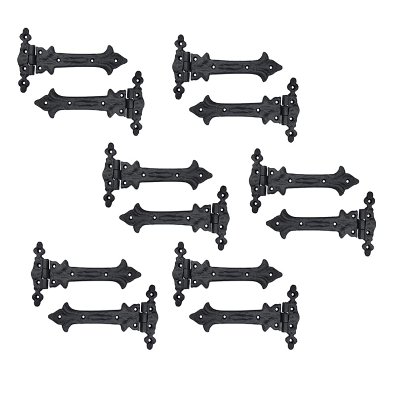 Image of Adonai Hardware Adonijah Antique Cast Iron Strap T Hinge (7.9 inch x 12 Pack, Matte Black) for Barn Doors, Gates, Kitchen Cabinets, Sheds, Wooden Box, Furniture, Cedar Chest and Trunks
