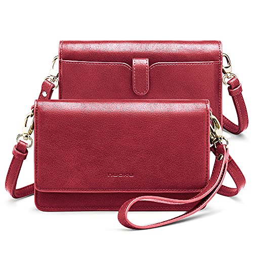 Image of nuoku Women Small Crossbody Bag Cellphone Purse Wallet with RFID Card Slots 2 Straps Wristlet