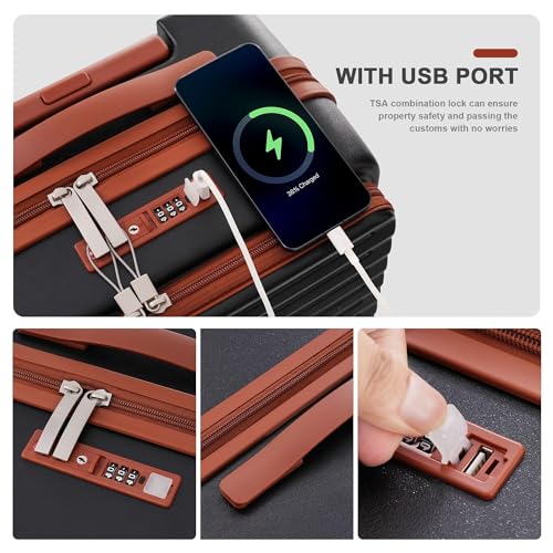 3-Piece Hard Shell Luggage Set with USB Port, 360° Wheels for Effortless Travel3