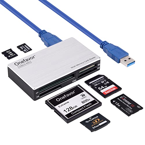 Lecteur de Carte SD 6 en 1 Multi USB 3.0 Compact Flash Adaptateur de Lecteur de Carte mémoire 5 Gbit/s pour Cartes SD CF XD TF SDXC Micro SDHC MS M2 MMC UHS-I, pour Windows/Mac/Linux/Android