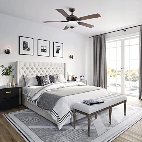 HYATECH 52 Inch Indoor Ceiling Fan with Light and Remote Control, Farmhouse Style, Reversible Blades and Motor, for Living Room, Dining Room, Bedroom, Basement, Kitchen, Oil-Rubbed Bronze