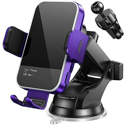 Cargador de coche de sujeción automática con retroiluminación RGB de 7 colores para smartphone