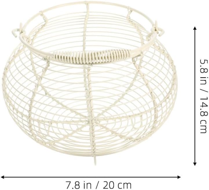DOITOOL 2pcs White Metal Wire Egg Basket with Handle, Fresh Egg Collecting Basket for Kitchen Countertop Storage and Organization
