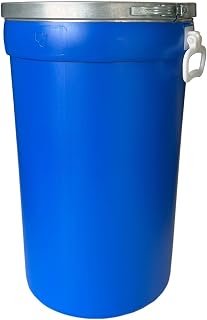 Bidón Industrial de Plástico con Tapa, 60 L, Azul (50 litros Asas)
