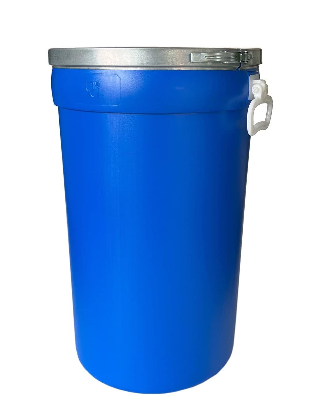Bidón Industrial de Plástico con Tapa, 60 L, Azul (50 litros Asas)