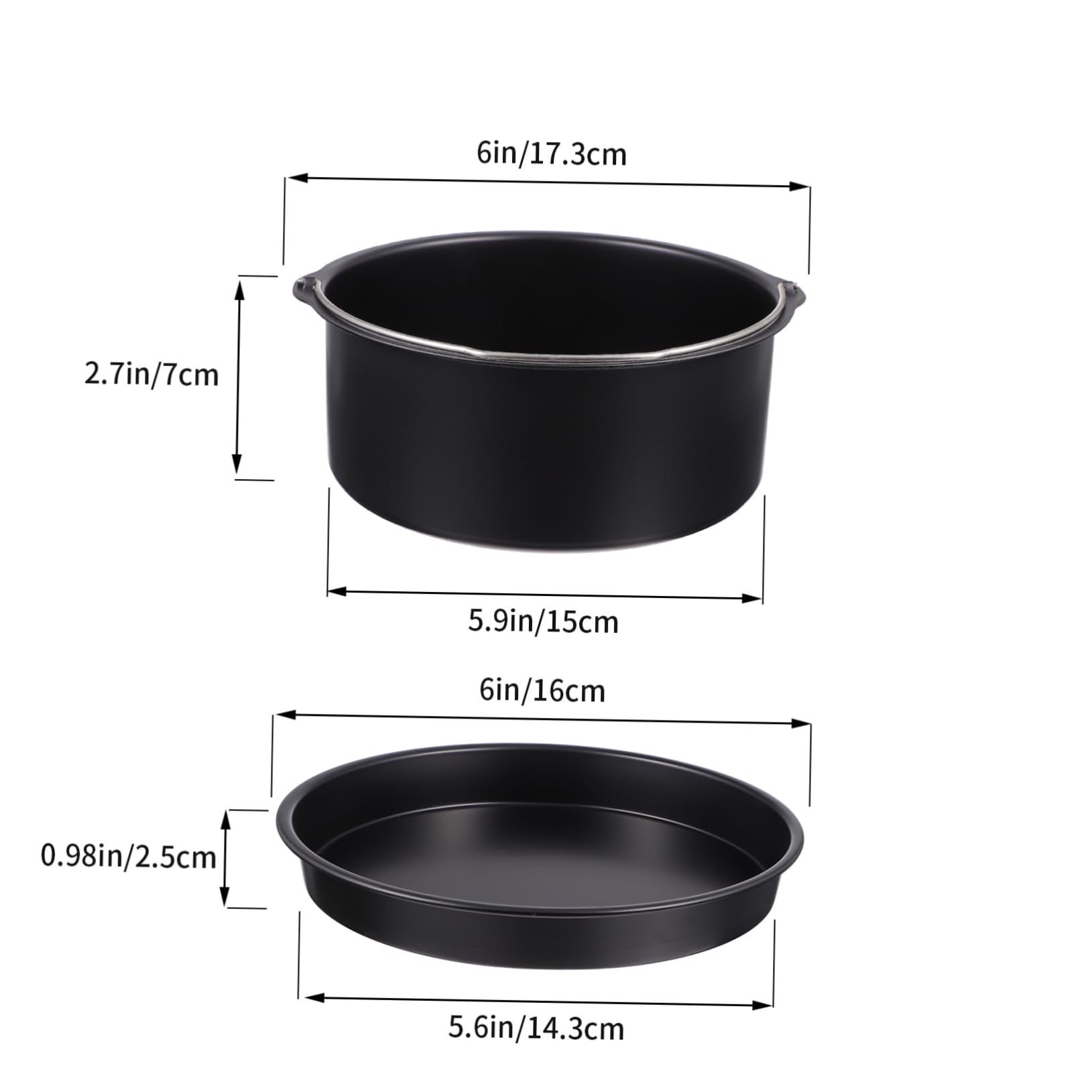 Mikikit 1Set Air Fryer Accessories Cake Barrel Pizza Pan for Fryers Non Stick Heat Resistant for Baking Cakes Pizzas Food Lovers