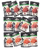 Dehner Premium Katzenfutter Multipack, Nassfutter, für ausgewachsene Katzen, je 4 x Lamm / Pute / Lachs, 12 x 100 g Beutel (1.2 kg)