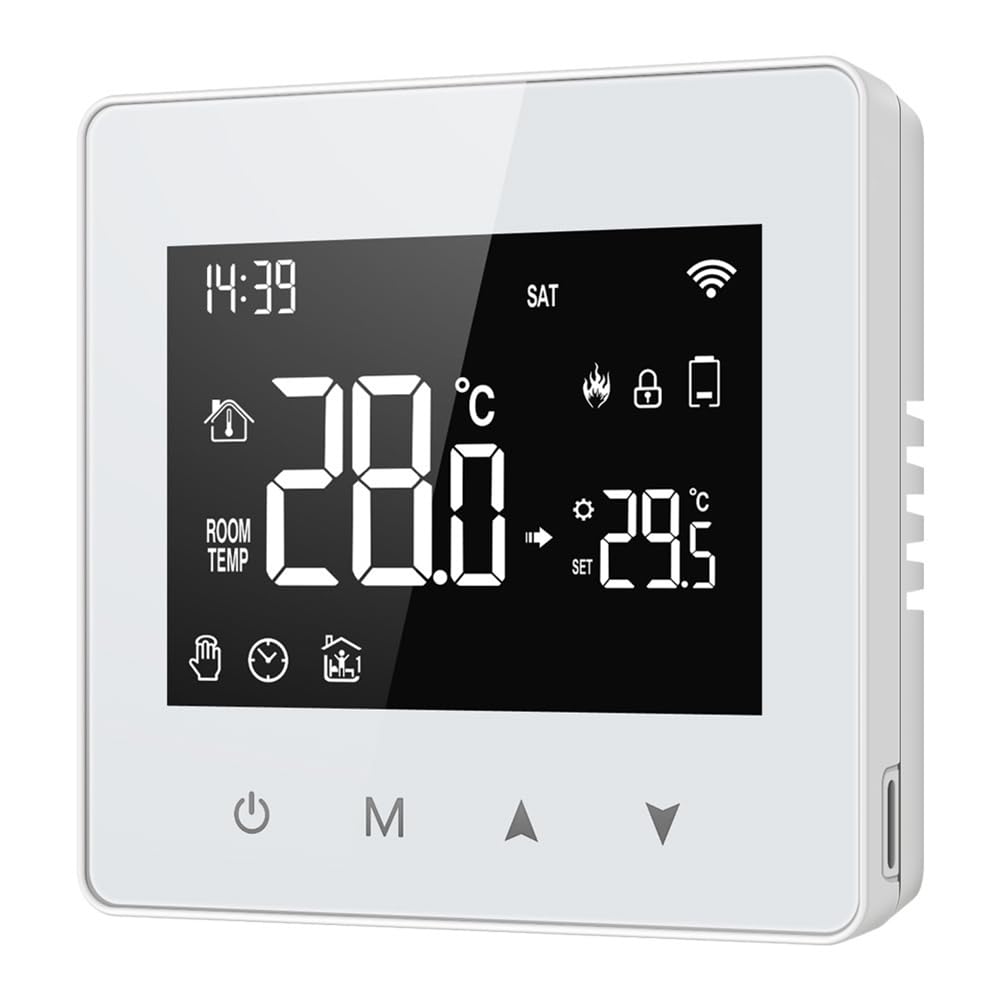 Uikdjgu White Tuya Zigbee Thermostat Smart Home Battery Powered Temperature Controller For Gas Boiler Works With Voice Assistant,