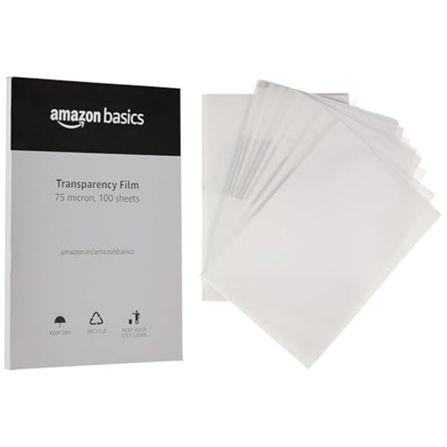 Amazon Basics OHP Film A4 Size |100 Microns |Transparency Film |Vibrant Colors Printing (Pack of 100 Sheets) (B0D45P4KBB) Amazon Price History, Amazon Price Tracker