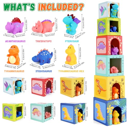 KMTJT Toddlers and Babies Dinosaur Sorting and Stacking Toys Blocks for 1-3 Kids Preschool Learning, Numbers Nesting Boxes Montessori Toys Gifts for 1 2 3 Year Old Baby Boys Girls - Image 4