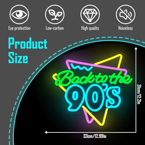 Image of Back To The 90'S Neon Sign for Wall Decor Led neon Signs for 90'S Party Decor Back to The 90's Neon Light sign 90's Background wall Decor light up sign for Home Recreation Room Hotel