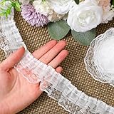 Ruffled Lace Trim 5 Meters White Lace Ribbon 4.5 Cm Width Pleated Organza Lace Edge Gathered Mesh Trim Ribbon Vintage Style Edging Trimmings for Sewing Crafts and Vintage Style Decoration