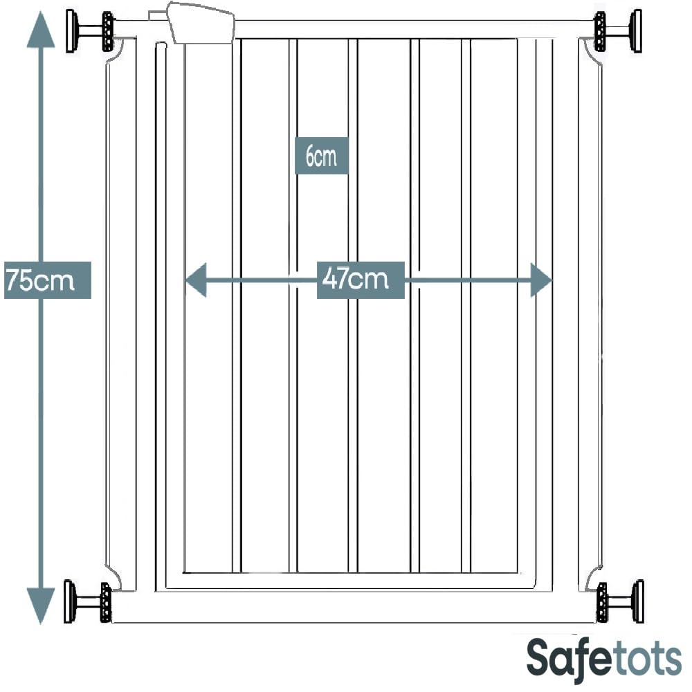 Bettacare Barrera de Seguridad Easy Fit, 107.4cm - 115.4cm, Blanco, Barrera de Presión para Escaleras, Puerta de Seguridad para Bebés para Puertas, Pasillos y Espacios, Barrera de Seguridad