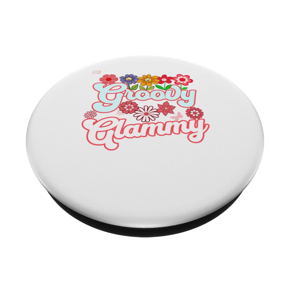 Groovy Glammy Floral Hippie Retro Daisy Flower Mother's Day PopSockets Standard PopGrip