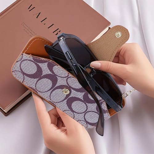 Image of Leather Sunglasses Pouch with Holster Clip, Portable Eyeglass Organizer Pouch Bags for Travel Hanging Backpack