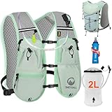 ONETOALL Laufweste Damen mit Trinkblase 2L + 500ml Trinkflasche, Running Vest Laufrucksack Herren Ultraleicht, Trinkrucksack für Laufen Joggen Skiurlaub Trail Running Marathon Radfahren