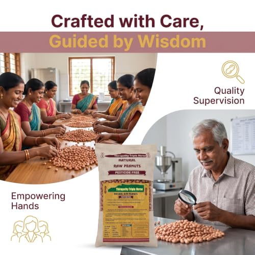 Image of Thirupathy Triple Horse Natural Raw Peanuts | Unprocessed Whole Peanut Kernels for Cooking, Roasting, and Baking | Edible Groundnuts (500 gm)