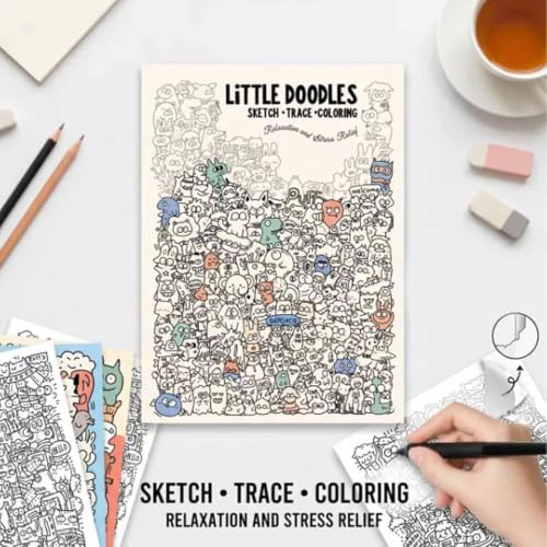 Creative Doodle Coloring Book,Cute Whimsical Sketch and Trace & Color Activity Book | Stress Relief & Mindfulness Art Therapy Workbook | 30 Pages Relaxation Drawing Practice for Adults (AAA#) - Image 6