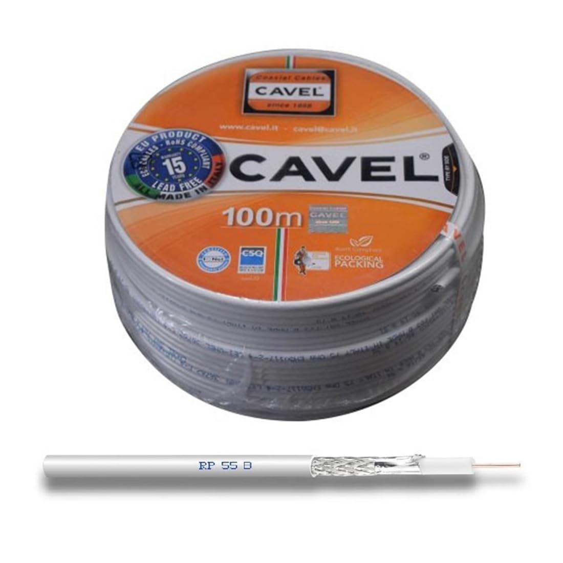 Cavo Coassiale da 150 Metri CAVEL RP55B Alta Qualità Made in Italy Rame per Televisore e Antenna Satellitare