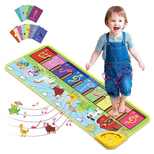 Joyjoz Baby Musical Mats with 25 Music Sounds, Musical Toys Child Floor Piano Keyboard Mat Carpet Animal Blanket Touch Playmat Early Education Toys for Baby Girls Boys Toddlers (1 to 5 Years Old)