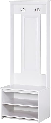 Miniatura 1 de Saint Birch SBLT8393HTWH - Árbol de pasillo ancho de madera blanco con banco y almacenamiento de zapatos