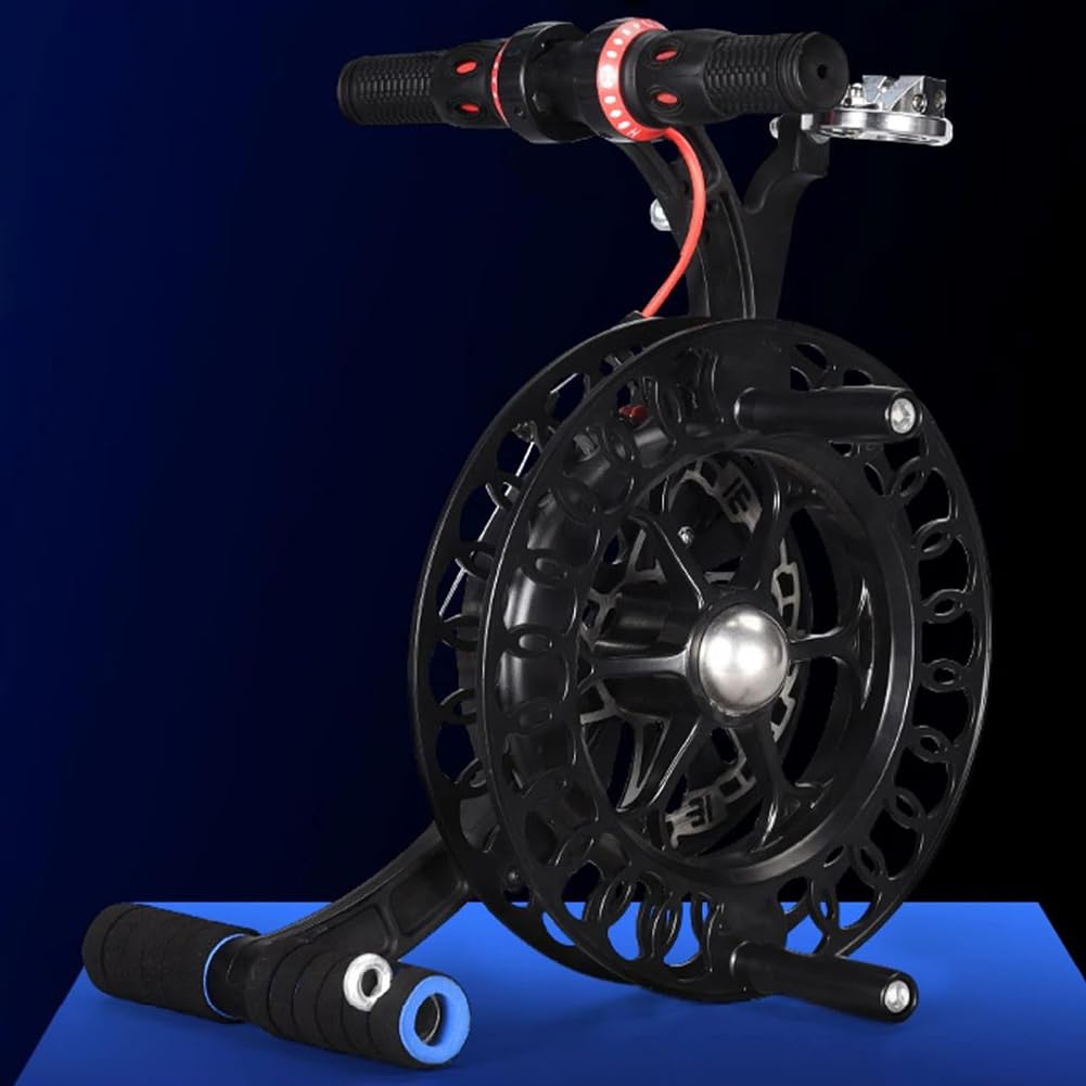 KK-GAL Full Alloy Kite Line Reel, Outdoor Professional Kite Reel with Brake, Kite String Reel for Large Kite Flying, Kite String Line Reel Winder, Guide for Adults Big Kite Flying,Black 26cm