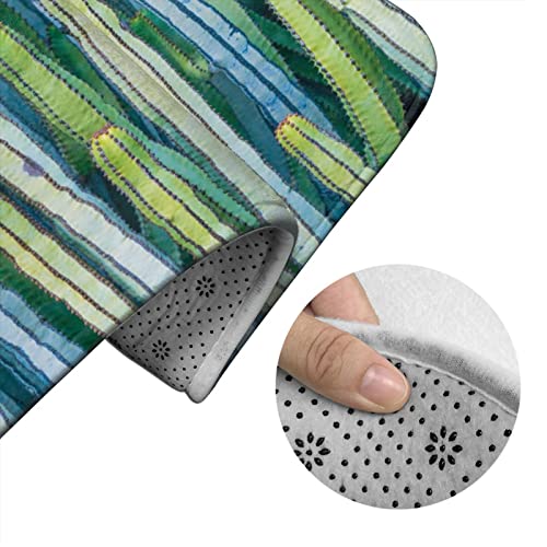 DIRYKILP Badematte + Konturmatte + Toilettendeckelbezug, Natur Pflanze Kaktus 3 Stück Badematte Set, mit rutschfester Klebeunterseite – Bild 6