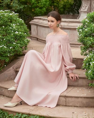 SIXDO G-Pink Raw Loose Dress for Women, Womens 2025 Long Flowy Casual Fall Dress L — view 3