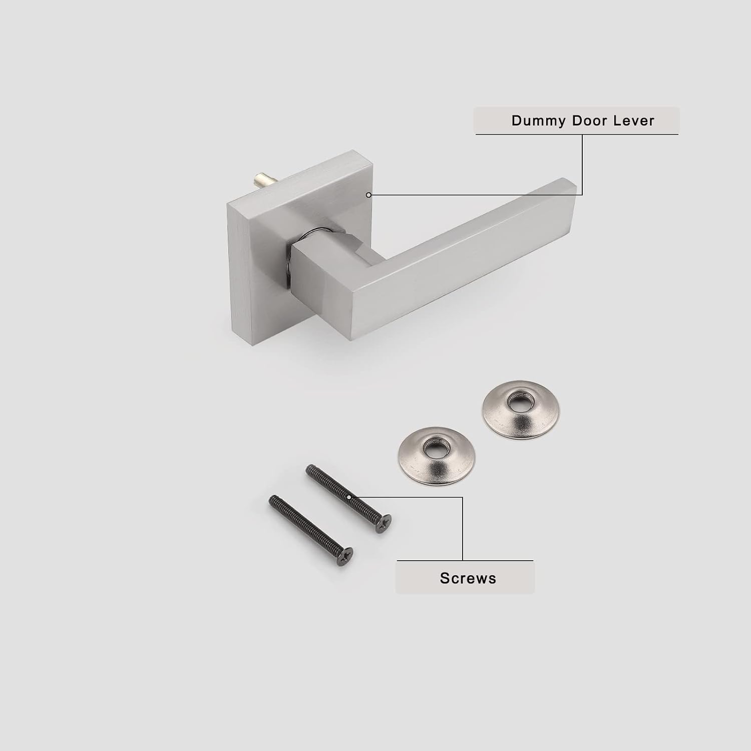 Gobrico 3 Pack Dummy Door Handles in Brushed Nickel, Non-Turning Interior Door Levers, Heavy Duty Single Side Pull Handles for Closet Pantry