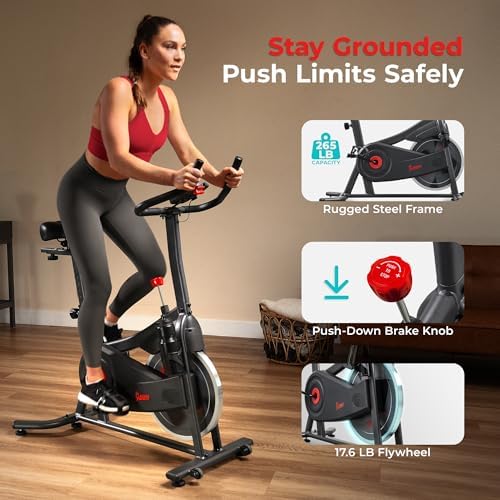 Sunny Health & Fitness Nova Smart Indoor Cycling Bike – Magnetic Resistance Exercise Bike with SunnyFit App, Quiet Belt Drive & Compact Home Cardio Bike for Beginners - 3