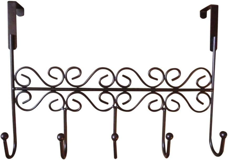 AM MARCH Over The Door 5 Hooks Organizer Rack for Bedroom /Living Room /Kitchen /Office/ Bathroom Door (Bronze)