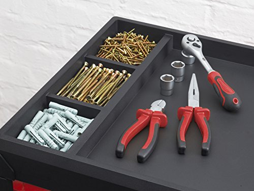 Meister Werkstattwagen M-7, ohne Werkzeug - Stabile Räder mit Feststellbremse - 7 Schubladen mit Einlagen - Abschließbar / Mobiler Werkzeugwagen leer / Profi Rollwagen mit Schloss / 8986400 – Bild 8