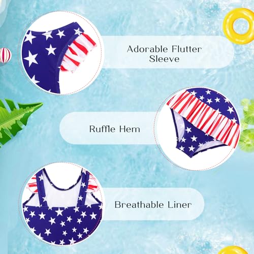 Image of Vieille Toddler Little Girls One Piece Swimsuits Ruffles Bathing Suits Mermaid Dinosaur Swimwear 2-7T