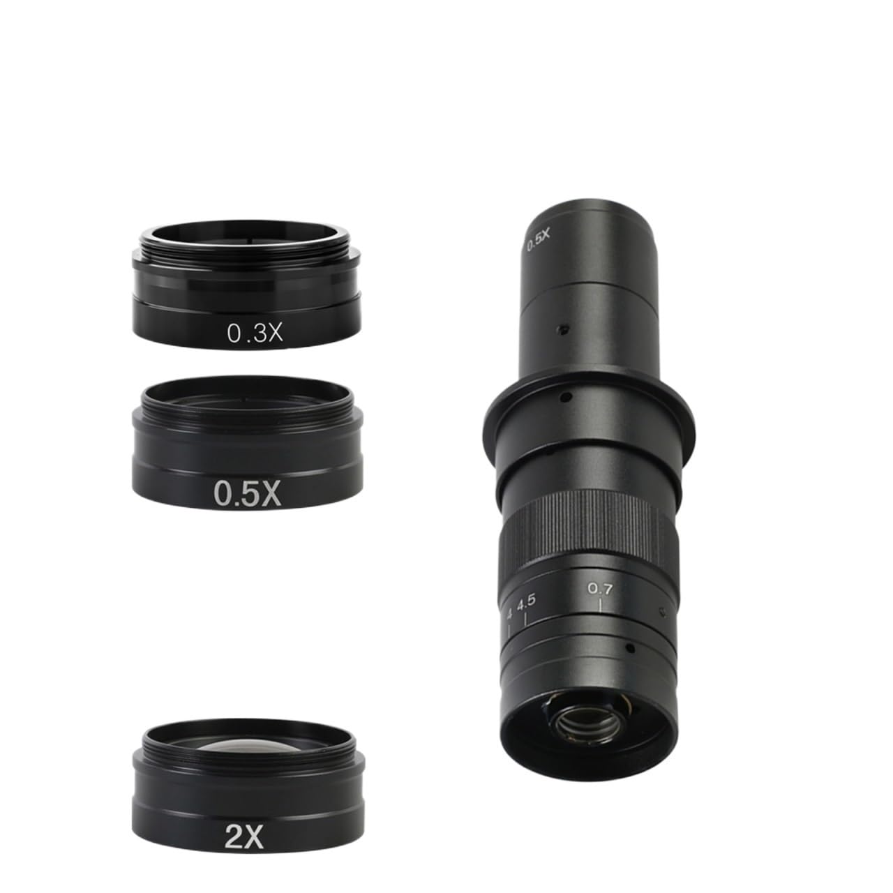 Edede Set-C Azk Microscope Lens, 2.0X 0.75X 0.5X 0.35X Auxiliary Objective Glass Lens For 180X C Lens Portable Industry Video Microscope Camera(Set-C Azk)