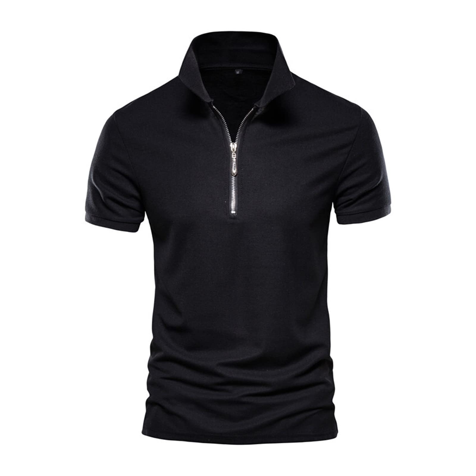 Men's Short Sleeve Polo T Shirt Wicking Tee Tops Men Fashion Business Casual Short Sleeve Summer Cotton Slim Fit Zipper Patchwork Polo Shirt