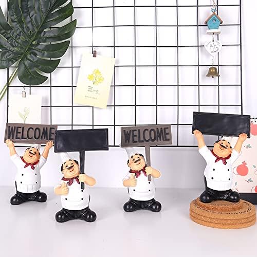 URMAGIC Chef Figurine with Welcome Sign Board/Chalkboard, Chef Decor Statue,Resin French Cook Figurine,Kitchen Decor,Cook Statue,Kitchen Restaurant Decor Ornaments