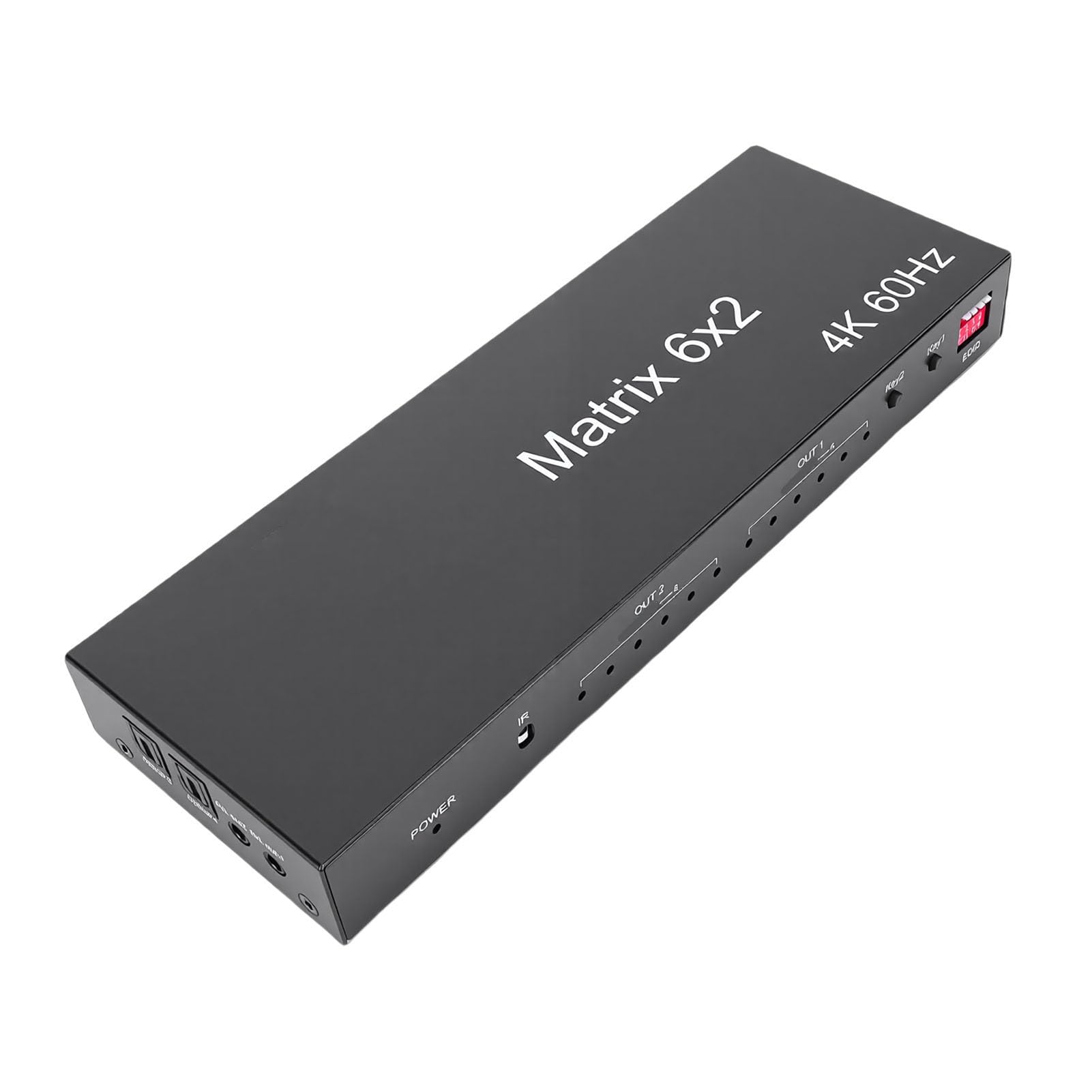 Bewinner Interfejsu Multimedialnego 4K 60 Hz 6x2 HD, Płynny Rozdzielacz Wideo z Optycznym Wyjściem SPDIF 3,5 Mm, Pilot do Projektorów z Dwoma Wyświetlaczami (wtyczka UE)