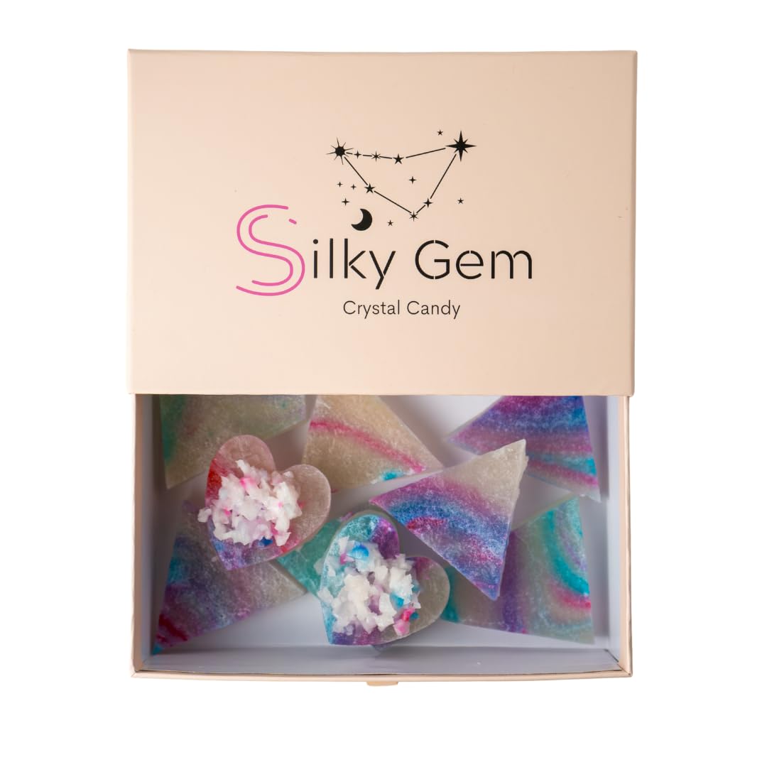 SILKY GEMEdible Lychee Flavored Aurora Crystal Candy, 8-10 pieces, Kohakutou, Edible Gem, Vegan, Gluten Free, ASMR