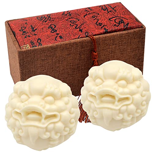 Juanxian 1.9 Inch Thuja Baoding Balls Hand Carved Pixiu Balls Health Stress Relieve Hand Exercise Tool