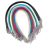 YISHANGFA Leather Necklace Cord,55 PCS 11 Colors Necklace Rope with Clasp for Pendants, Waxed String for Bracelet Making Kit(18 inch-Thickness 1.5mm)