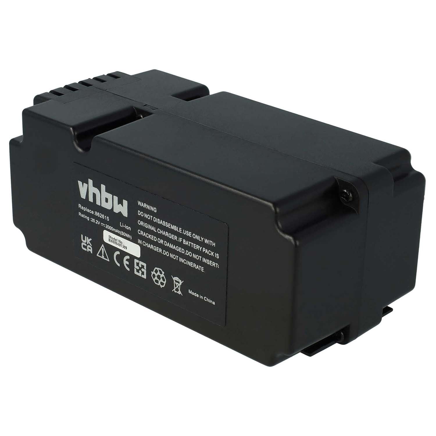 vhbw Bateria zamienna do 862601 | 862615, 862617, 862618, 0862622, 0862622001 do kosiarek automatycznych (2000 mAh, 25,2 V, litowo-jonowy)