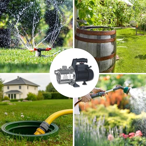 T.I.P. Edelstahl Gartenpumpe GP 3000 INOX - Leistungsstarke 550 W Pumpe mit 2950 l/h Leistung und thermischer Überlastschutz - Robustes, korrosionsbeständiges Pumpengehäuse, 30111
