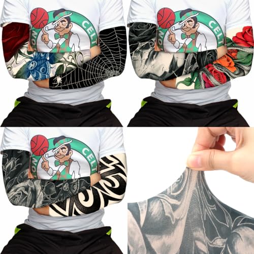 Image of YARIEW Temporary Tattoo Sleeves for Men Arm Sleeves for Men | Tattoo Sleeve Women Arts Fake Sleeve Tattoos Sun Protection Cooling Covers for Arms Women Halloween Pattern 15